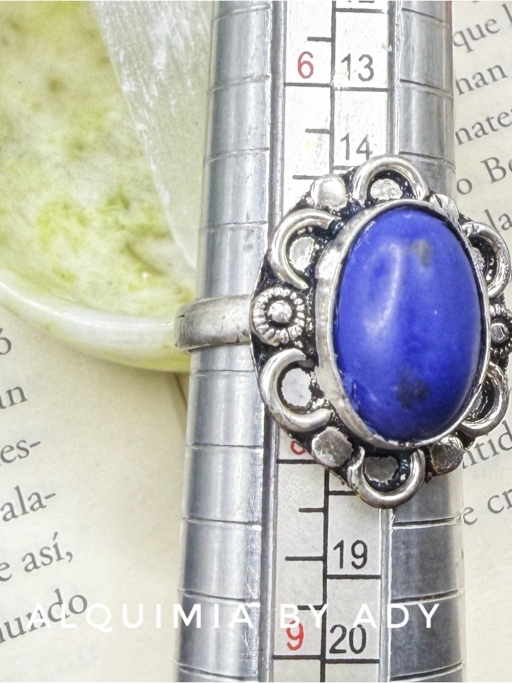BIG Lapis lazuli VICTORIAN gem ring + SILVER AND BLUE - Picture 2 of 2